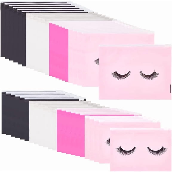 120 Pcs Eyelash Cosmetic Bags with Zipper 4 Colors Plastic Makeup Bags Travel Bags Eyelash Aftercare Bags Packaging Toiletry Makeup Pouch for DIY Craft Beads Makeup Brush Stroage Mixed Color