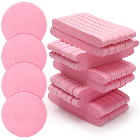 120 Pcs Facial Sponge Compressed, Plutput Face Cleansing Sponge Estheticians Compressed Makeup Facial Sponge Round for Compress Exfoliating Removal Sponge