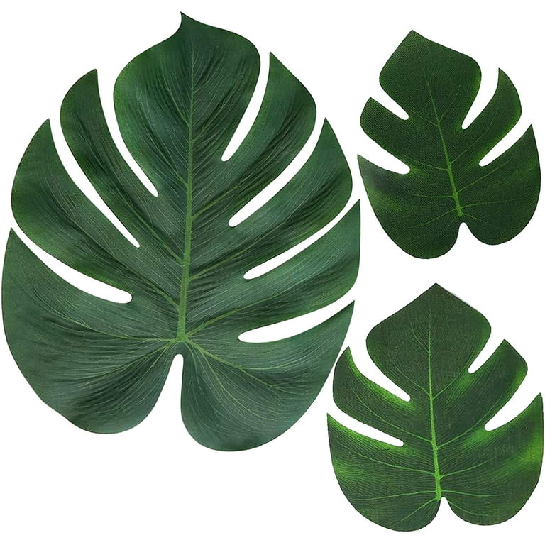 120 Pcs Faux Palm Leaves with Stems Artificial Tropical Plant Imitation  Safari Leaves Hawaiian Luau Party Suppliers Decorations,Tiki,Aloha Jungle  ...