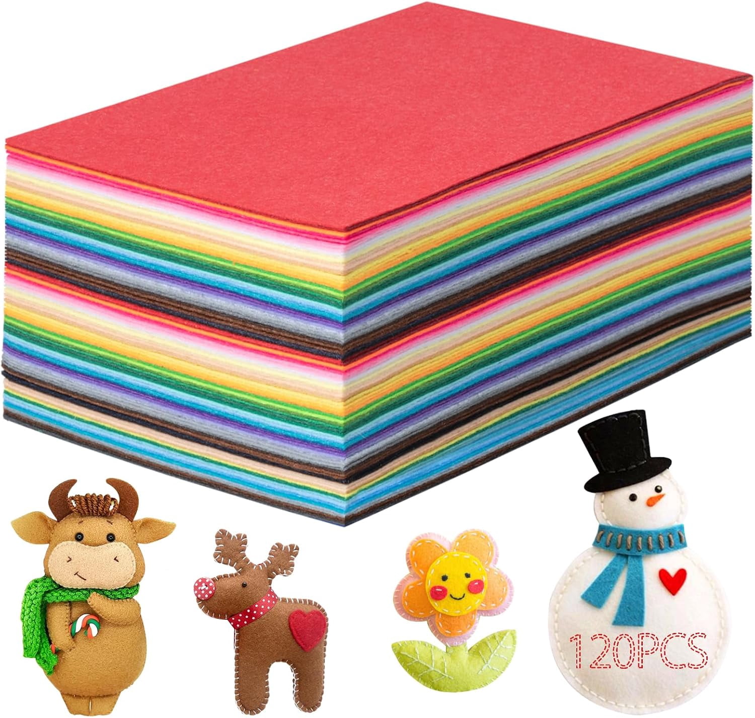 120 Pcs Felt Fabric Sheets, 8x12 Inch DIY Felt Sheets, 1mm Thick Non-Woven Patchwork Material for Sewing Projects & Decoration - 40 Assorted Colors (20 x 30cm)