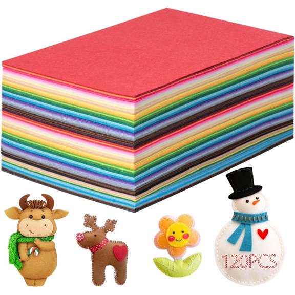 120 Pcs Felt Fabric Sheets, 8x12 Inch DIY Felt Sheets, 1mm Thick Non-Woven Patchwork Material for Sewing Projects & Decoration - 40 Assorted Colors (20 x 30cm)
