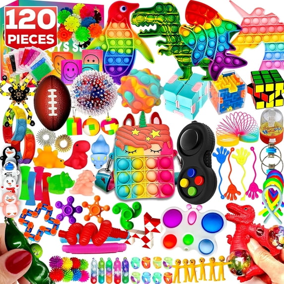 120 Pcs Fidget Toys Pack, Pop Sensory Party Favors Set Gifts for Kids ...