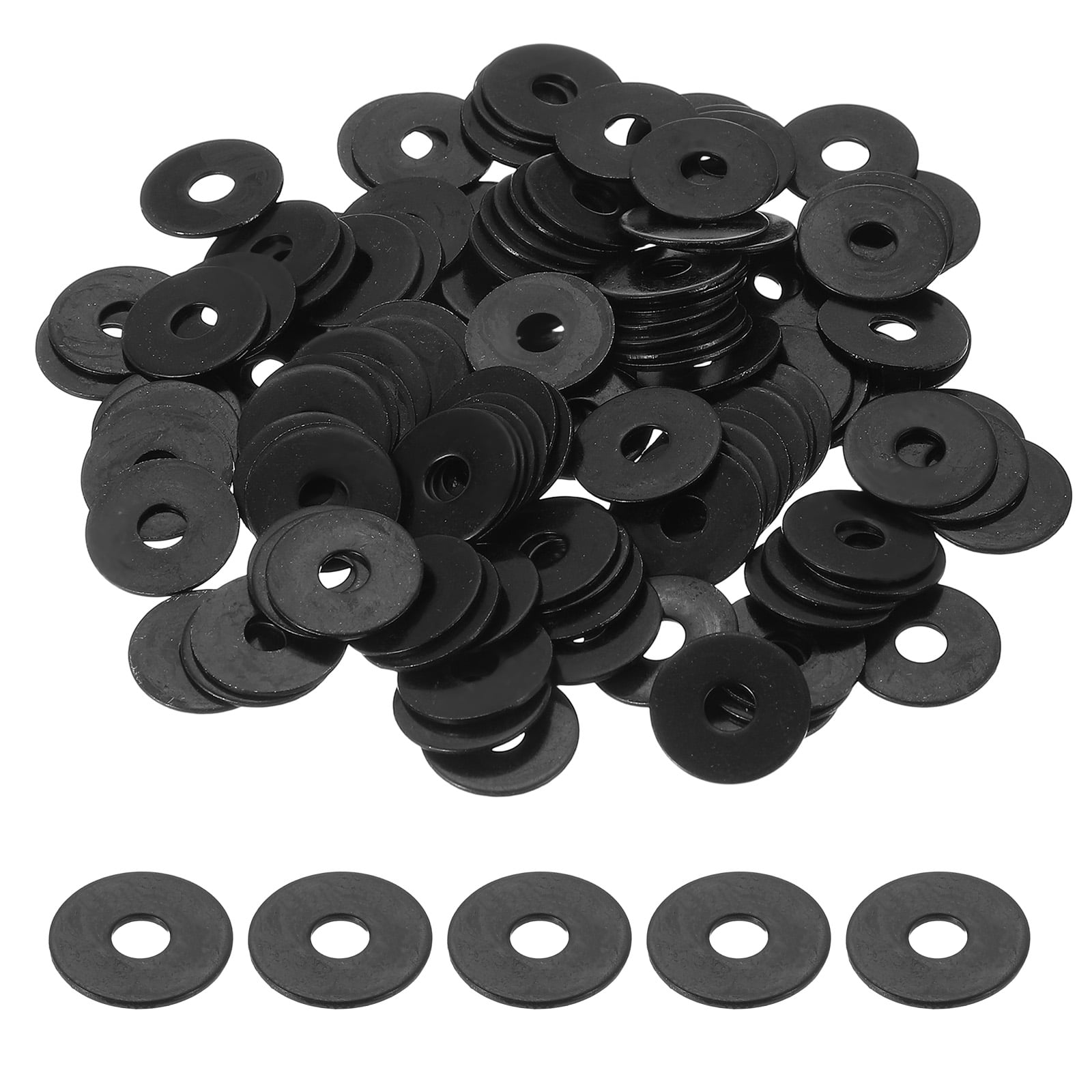 120 Pcs Flat Washer for Screws, Stainless Steel Washers 5mm ID x 18mm OD x 1mm Thick for Bolts, Factories Repair, Kitchens, Shops, Black