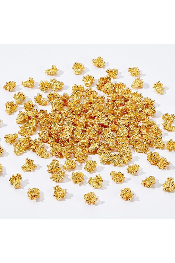 120 Pcs Gold Flower Stamen Alloy 7x6.5mm Pistil Blossom Flower Shapes Connectors Charm Findings Metal Material Bead Caps for Jewelry DIY