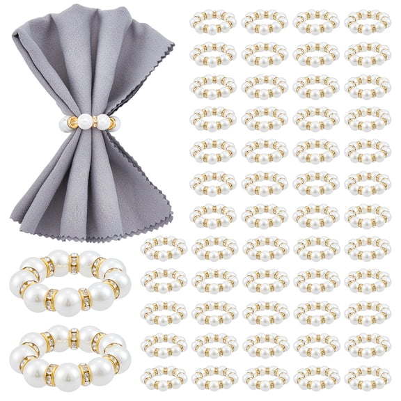120 Pcs Gold Napkin Rings Imitation Pearl Ring Napkin Holder for Table Decor Settings Vintage Napkin Ring for Wedding Christmas