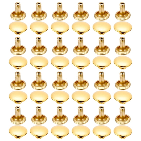120 Pcs Golden Double Cap Rivets Kit, with Installation Tools, 4 Sizes, Leather Crafting Rivet Tool Set for DIY Leather, Clothes, Bags Decoration