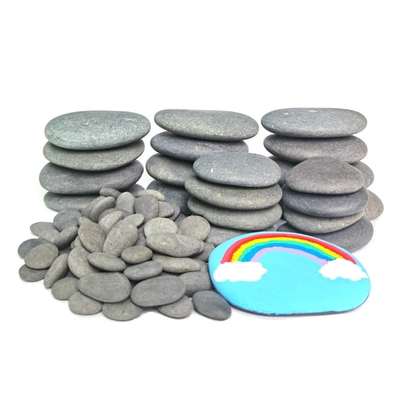 120 Pcs Hand Picked Smooth Flat Painting Rocks, Assorted Tiny Small Medium Size DIY Kindness Stones for Arts Crafts Home Outdoor Decoration Hand Painting Projects