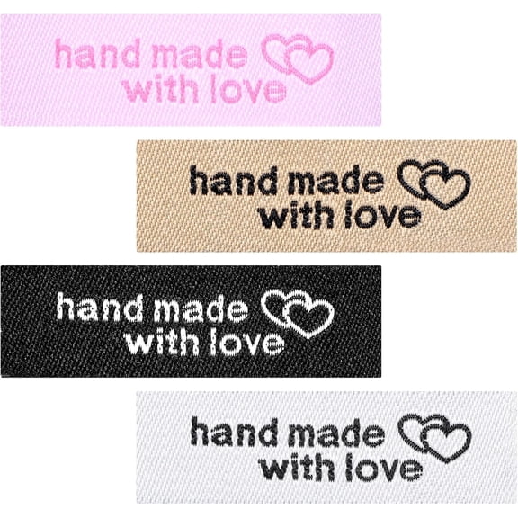 120 Pcs Handmade Labels, Personalized Sewing Labels, Handmade With Love Labels, Quilt Labels, Fabric Labels For Clothing Bags Dress T-Shirt