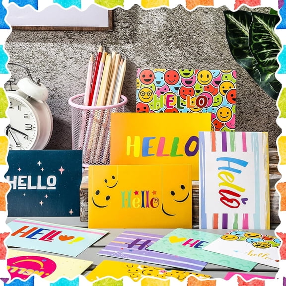 120 Pcs Hello Cards Postcards Assorted Greeting Cards Blank Note Cards for Teacher Employee, 12 Styles