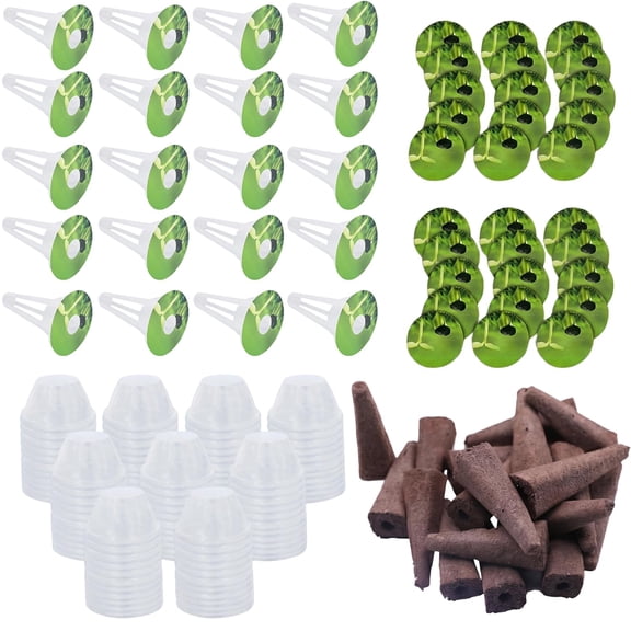 120 Pcs Hydroponic Garden Kit, Seed Pod Growing System with Grow Sponges Baskets Domes and Labels, Indoor Hydroponic Planting Accessories for Herbs Vegetables Flowers