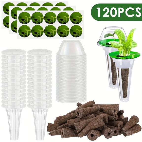 120 Pcs Hydroponic Pods Kit-Transparent Hydroponics Growing System Kit With Plant Baskets Sponges Lids, Microgreens Growing Kit For Indoor Hydroponic Garden Vegetable Seedling