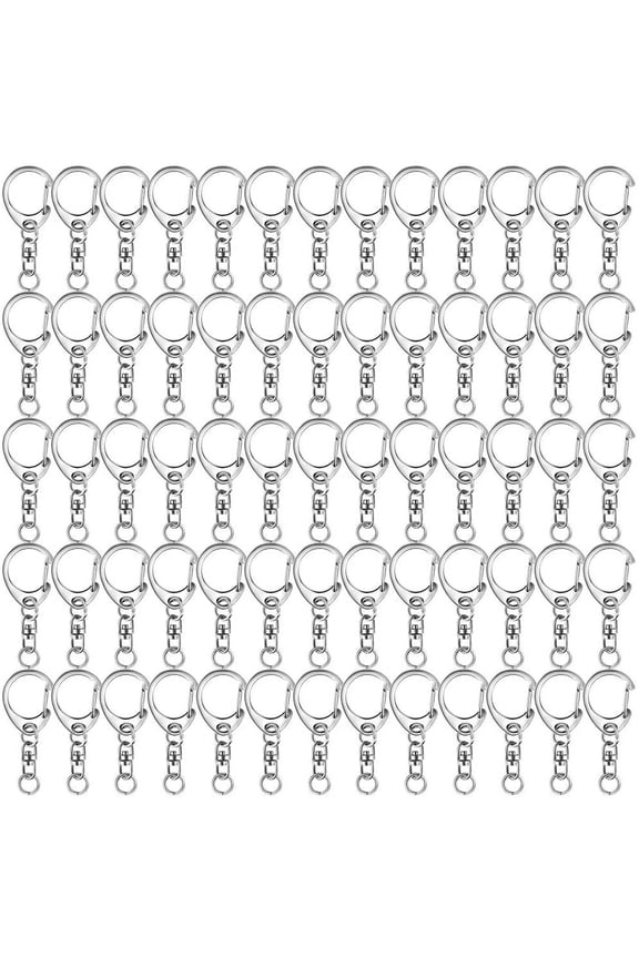 120 Pcs Key Chain Clip D Snap Hook Split Metal Keychain with Chain, Keychain Parts Hardware with 8mm Open Jump Ring and Connector, DIY Crafts Key Ring (Silver), Keychain Hardware