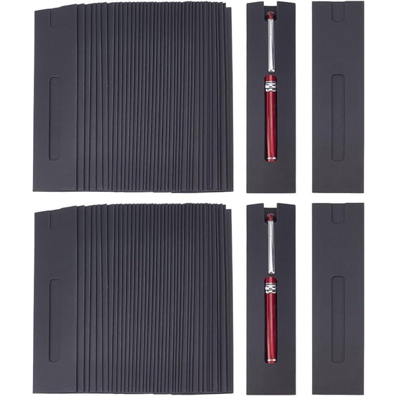 120 Pcs Kraft Pen Gift Boxes Black Slip-in Pen Packaging Box with Clear Window