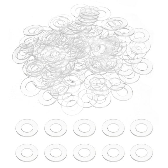120Pcs M8 Flat Washers 8mm ID 16mm OD 1mm Thick Plain Washer Grommets Plastic Sheet Gasket Fastener Sealing Spacer Gasket Ring Water Hose Washers, Clear
