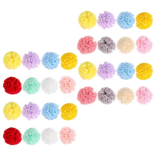 120 Pcs Mesh Bouquet Lace Trim Creative Gauze Pompoms Decorative