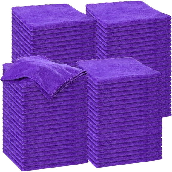 120 Pcs Microfiber Cleaning Cloths for Cars 15.75 x 15.75 Inch Ultra Absorbent Car Towels Drying Reusable Car Cleaning Supplies House Kitchen Window Microfiber Towel (Purple)