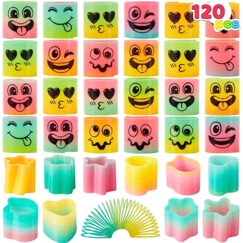 Joyfy 120 Pcs Party Favors for Kids Mini Spring Toys Plastic Coil Rainbow Fidget Toy Party Supplies for Birthday Goodie Bag Stuffers Pinata Fillers