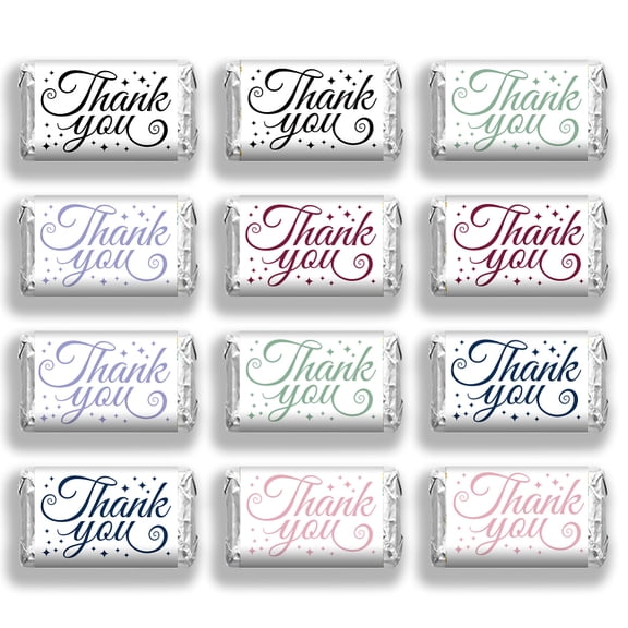 120 Pcs Modern Thanks Candy Wrappers Thank You Mini Candy Bar Wrapper Chocolates Bar Label Stickers Guests Wedding Birthday Party Favors