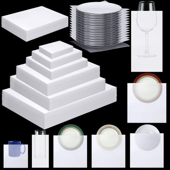 120 Pcs Moving Dishes Packing Kit 30 Foam Sheets 90 Pcs 6-Size Plate Sleeves Protective Cushion Pouches for Shipping, Storing Glassware, China & Dinnerware