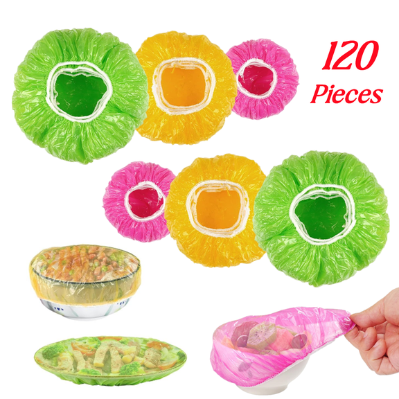 120Pcs Bowl Covers for Bread Proofing, Plastic Shower Caps for Sourdough Bread, Food Covers Elastic Reusable Stretch Food Wrap, Fresh Keeping Bags6/8/10inch