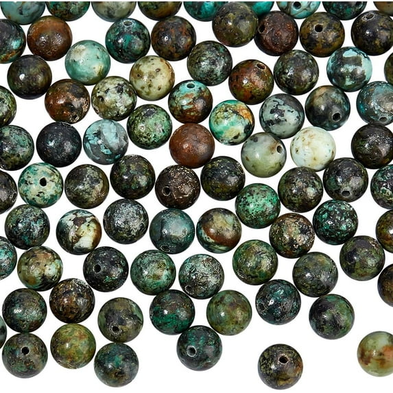 about 120 Pcs Natural African Turquoise Beads 6MM Jasper Gemstone Round Stone Beads Dyed Loose Spacer Beads for DIY Bracelet Necklace Jewelry Crafts Making