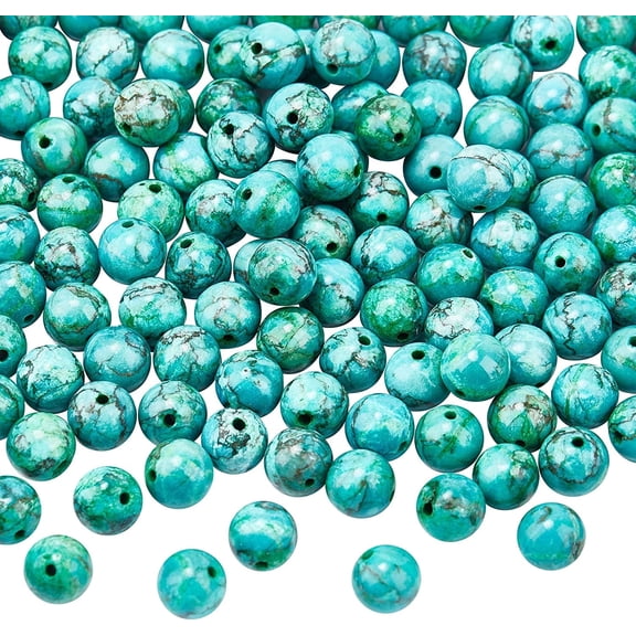 120 Pcs Natural Turquoise Beads 1Box Round Loose Beads 8mm Turquoise Gemstone for Jewelry Making Crafts Hole: 1mm