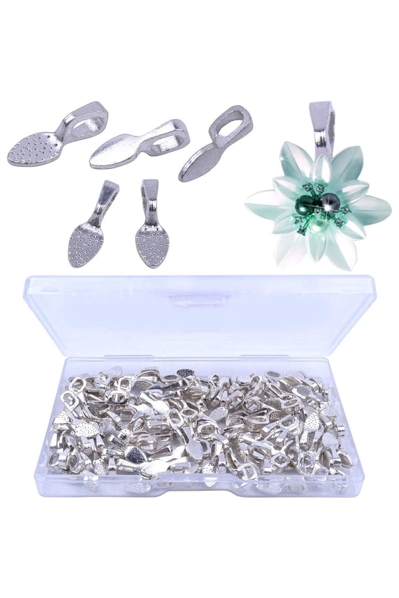 120 Pcs Oval Spoon Scrabble Glue On Flat Rocks Earring Pad Bails for Fitting Glass Cabochon Tiles Necklaces Pendants with 1Pcs Box,DIY Jewelry Making