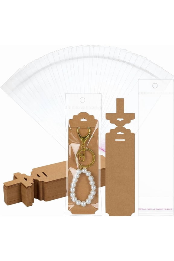 120 Pcs Peru Color Keychain Display Card with Self-Sealing Bags 7.9x1.8Inch Rectangle Blank Kraft Paper Keychain Hanging Cards for Displaying Keychains Jewelry Peru DIY