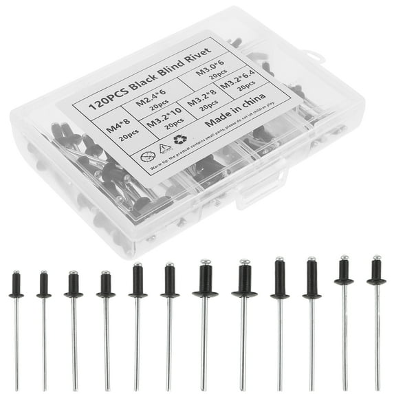 Aluminum Alloy Rivets Assortment Kit with 120pcs for DIY Projects and Home Use Multi Sizes