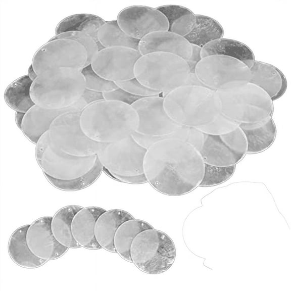 120 Pcs Round Natural Shells Capiz Sea 2 Inch Oyster for Crafting with Holes Shell Discs
