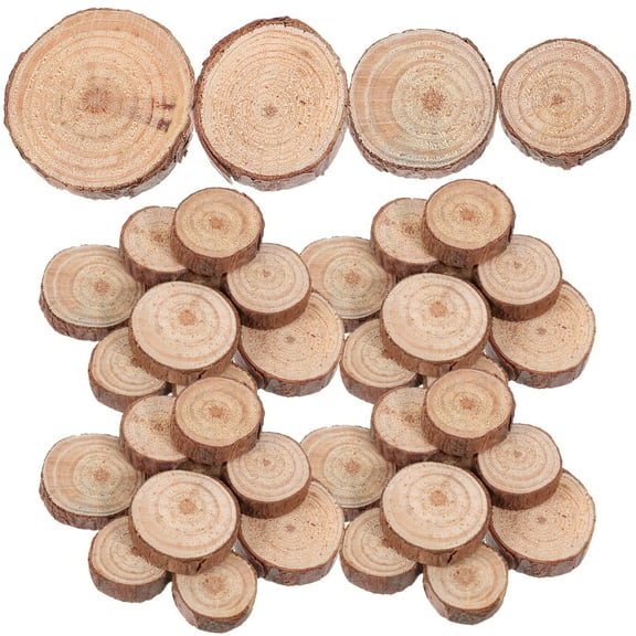 120 Pcs Round Wood Chips Wood Circles for Crafts Round Slices DIY Round Cutout Ornament Log Discs Crafts Wood Round
