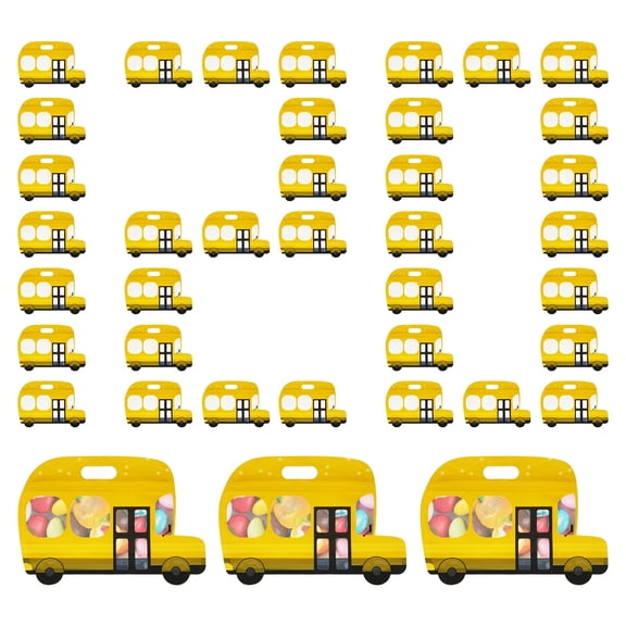120 Pcs School Bus Goodie Bag Reusable Back to School Treat Bag with Handle and Stand Up Bottom for Home Birthday Party Classroom Activity