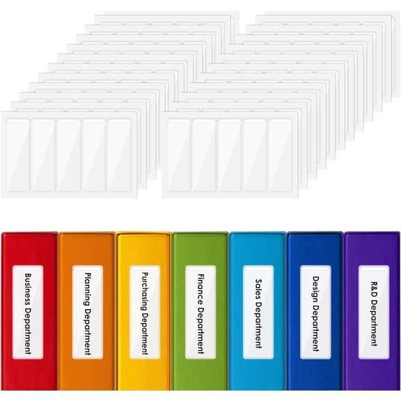 120 Pcs Self Adhesive PocketsClear Label Holders Binder Labels of 1 X 3 Inch File Folder Labels Clear Adhesive Pockets Holder with Top Open for Storage Bins Notebooks Boxes Label Inserts