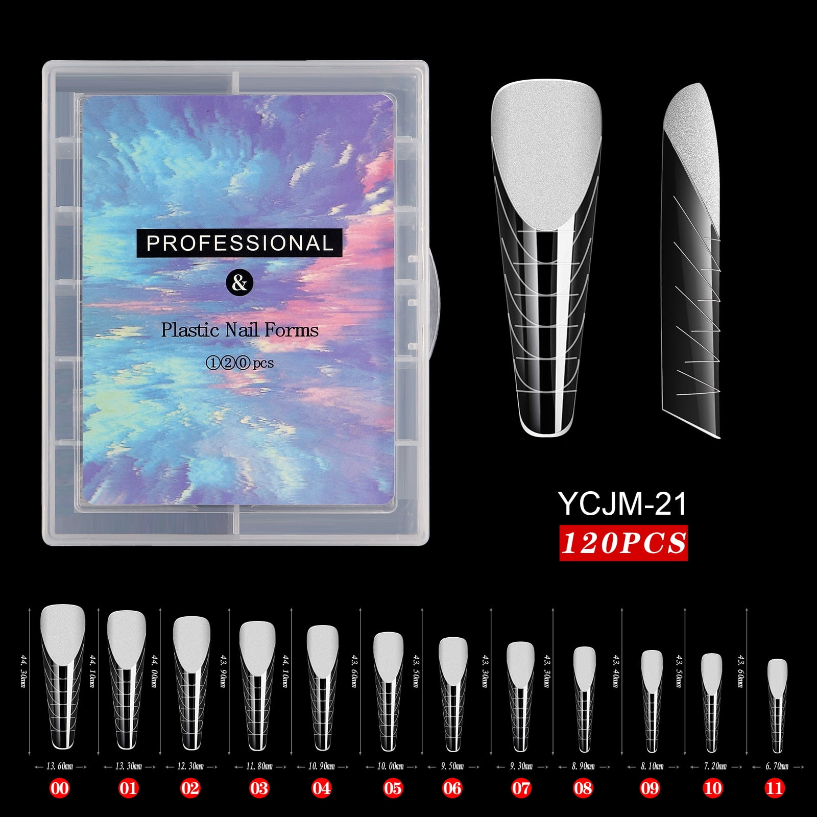 120 Pcs/Set Clear Dual Forms False Nails Full Cover Quick Building Gel Mold Tips Nail Extension Molds Upper Forms For Nails Tips