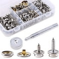 120 Pcs Sliver Fastener Screw Snaps Boat Canvas Cover Snap Button Cap