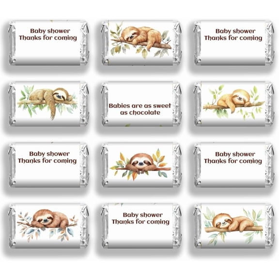 120 Pcs Sloth Candy Wrappers Babies are As Sweet As Chocolate Mini Candy Bar Wrapper Chocolates Bar Label Stickers