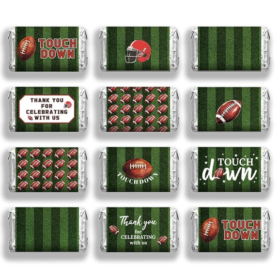 120 Pcs Sports Theme Mini Candy Bar Wrappers Rugby Touch Down Chocolates Bar Label Stickers