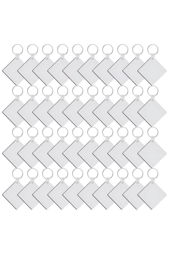 120 Pcs Square Sublimation Keyring Blanks Set with Double Side Heat Transfer Keychain for DIY and Craft