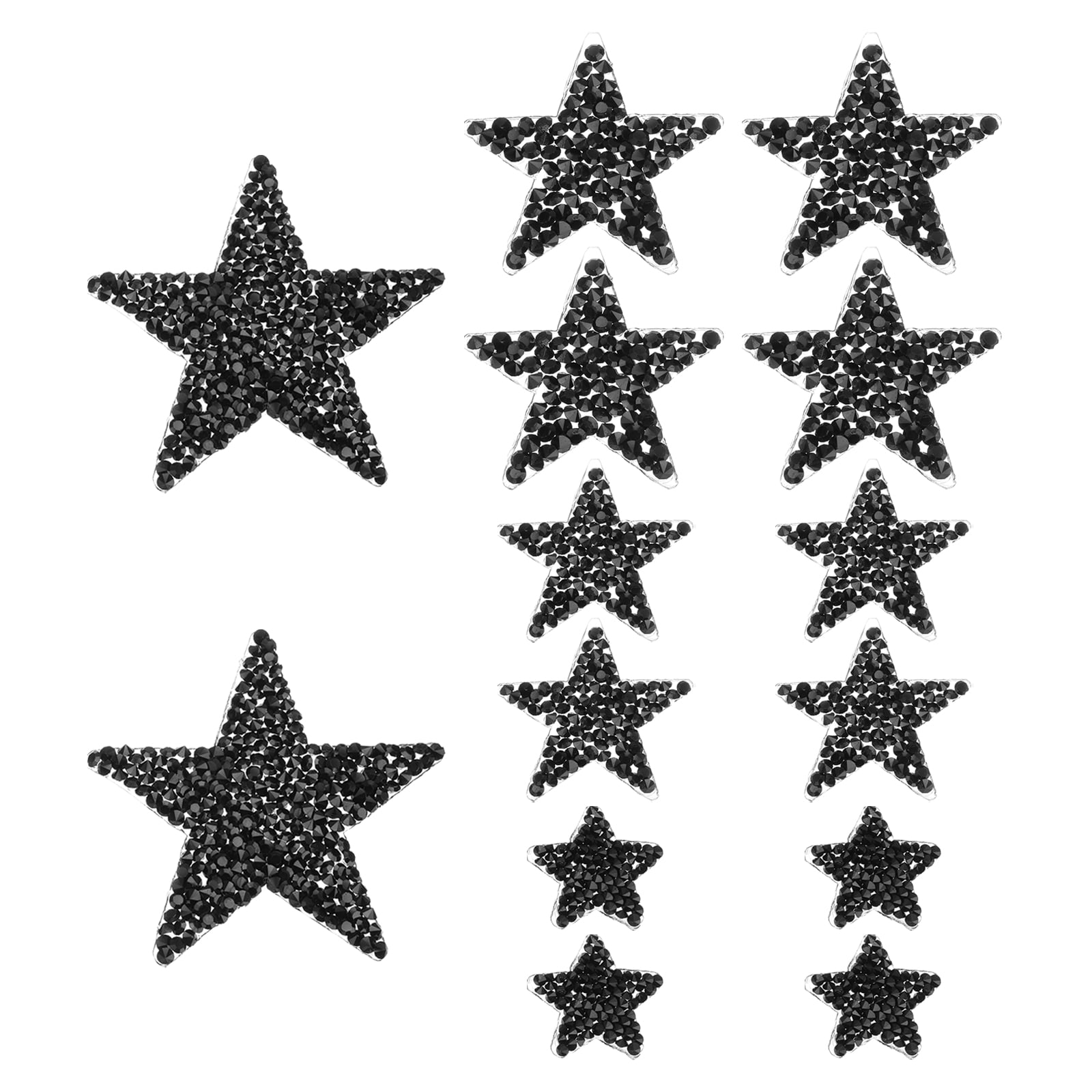 120 Pcs Star Iron On Patches, Rhinestone Glitter Patch Appliques for Clothing Hats Shoes Decoration, Black