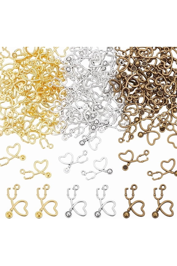 120 Pcs Stethoscope Pendant Vintage Doctor Nurse Medical Tibetan Style Vintage Charms for DIY DIY Craft Necklace Bracelets Earring Keychain Jewelry Making