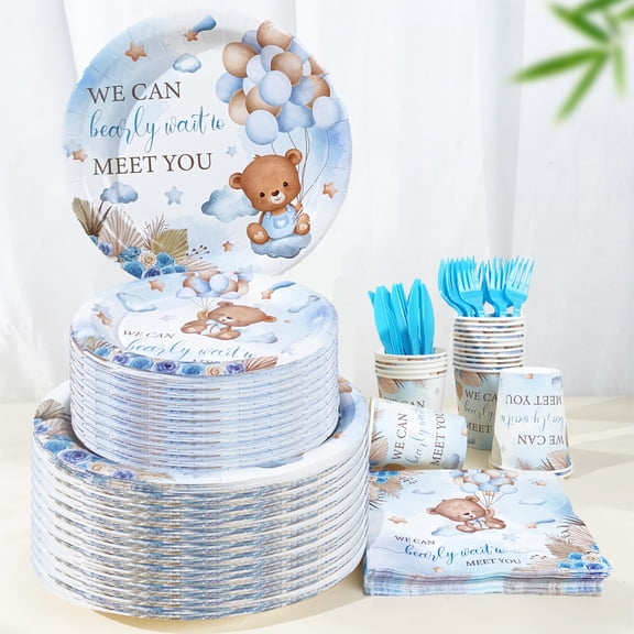 120 Pcs Teddy Bear Theme Birthday Graduation PARTY plate Napkins Supplies For 20 Guests