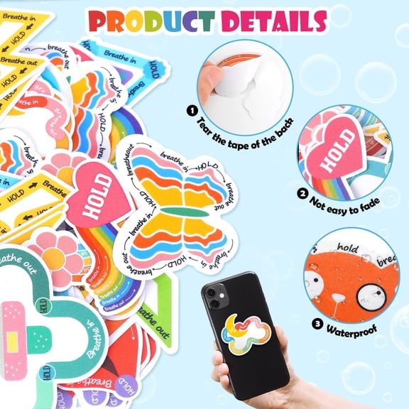 120 Pcs Textured Sensory Anxiety Stickers Cute Design 20 Styles 1 Pack
