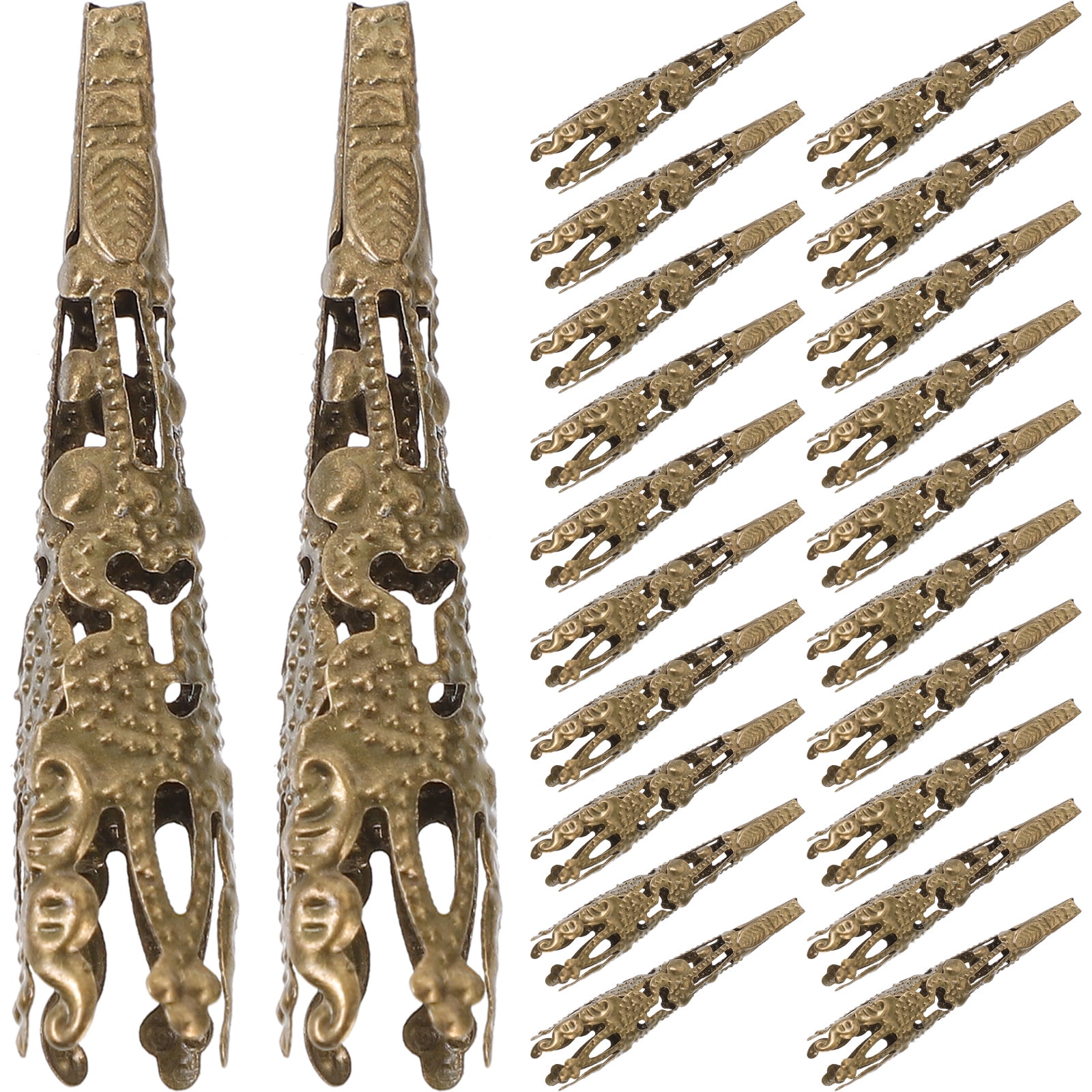 120 Pcs Trumpet Flower Holder DIY Crafts Beads Caps Metal Bead End Caps Spacer Beads Caps Jewelry Accessories