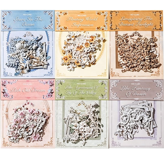 120 Pcs Vintage Corner Stickers, Floral Lace Border Glossy Relief Cutout Frames for Scrapbooking, Journaling, Card Making & DIY Crafts Gift