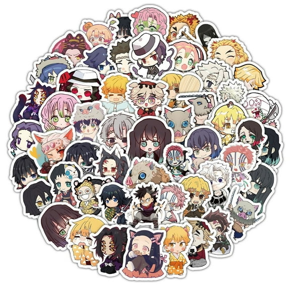 120Pcs Demon Slayer Stickers Mixed Pack,Cartoon Characters Stickers Movie Decorative Sticker for Kids Teens Adults Waterproof Stickers for Water Bottle Laptop