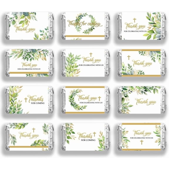 120 Pcs Wedding Candy Wrapping Paper Thank You Green Cane Mini Candy Bar Wrapper Thank You Coming Chocolates Bar Label Stickers