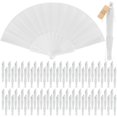 thumbnail image 1 of 120 Pcs Wedding Folding Hand Fans Bulk Silk Fabric Chinese Handheld Foldable Clack Fans with Plastic Ribs for Party, Wedding Gifts, Line Dancing, Home Decorative (White), 1 of 12
