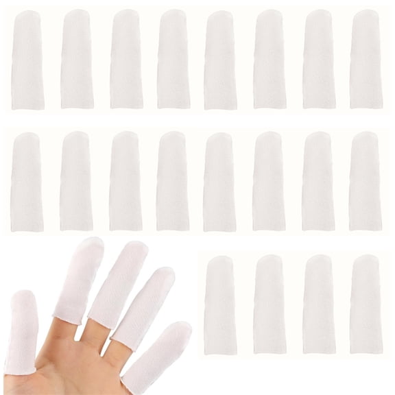 Topboutique Breathable Cotton Finger Cots, 120 Pcs Fingertip & Thumb Sleeves, Comfortable Cloth Protectors for Moisture Wicking, Ideal for Work, Crafting, Kitchen & Office Use (White)