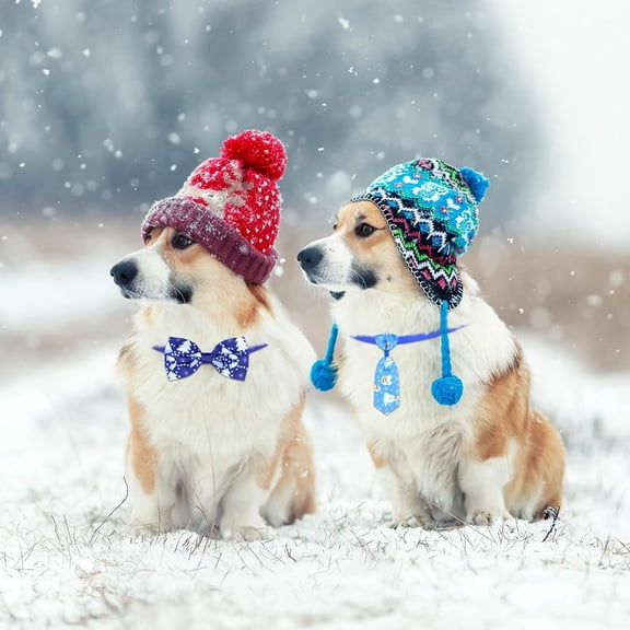 120 Pcs Winter Dog Bow Ties Collars Bulk Snowflake Dog Neckties Adjustable pet Hair Accessories Cute Cat Basic Bow Tie Winter Decoration for Party Decor
