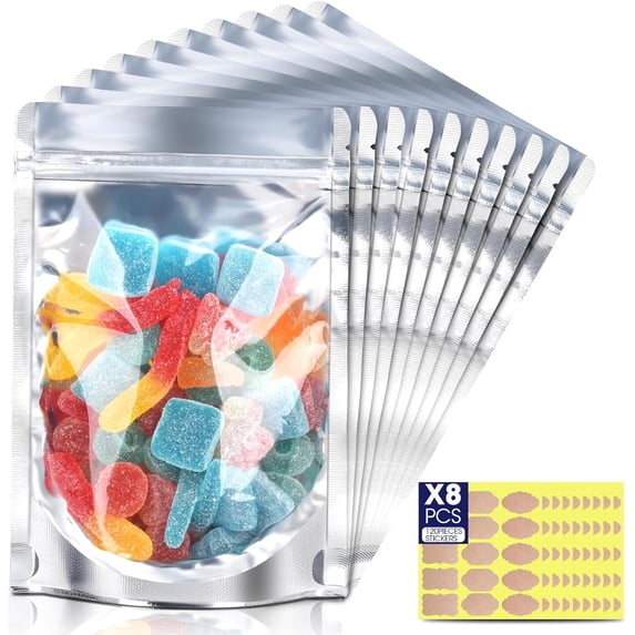 120 Piece 4x6 Inch Clear Front Mylar Bag Aluminum Foil Back Stand Up Resealable Food Storage Pouch